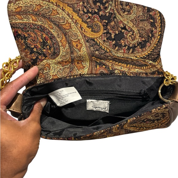 Spiegel Gold and Brown Paisley Shoulder Bag - Picture 3 of 5